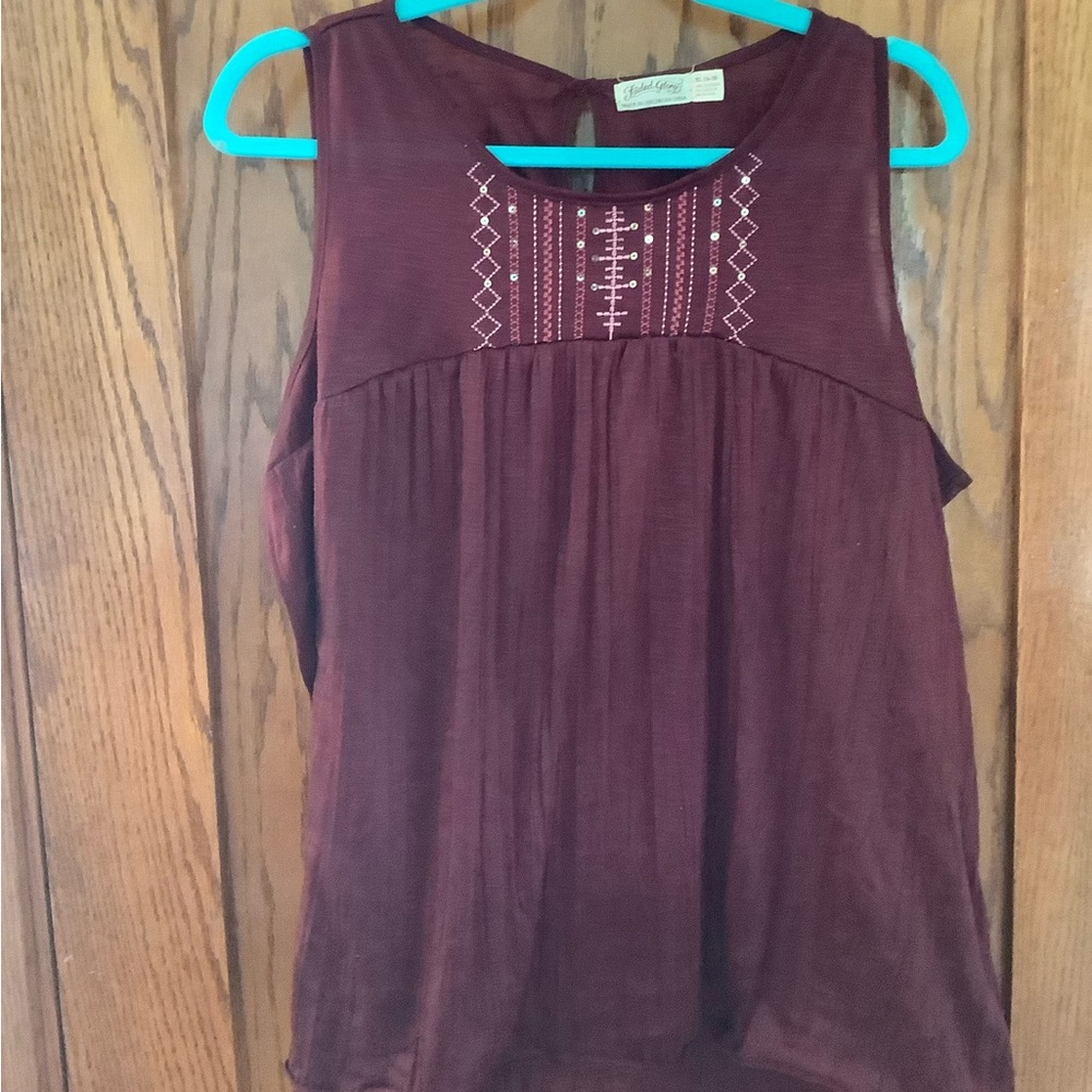 Faded Glory Red Sleeveless Embellished Tank Top